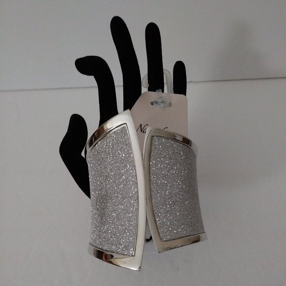 Natasha Abstract Cuff Bracelet Silver Tone - Picture 1 of 10